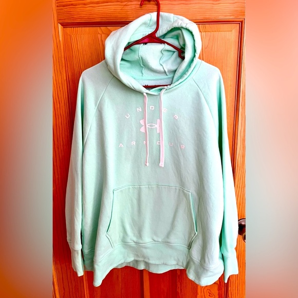 Under Armour Women's 1X Mint Green Hoodie Cozy Pastel Athleisure Designer Cotton - Picture 1 of 14